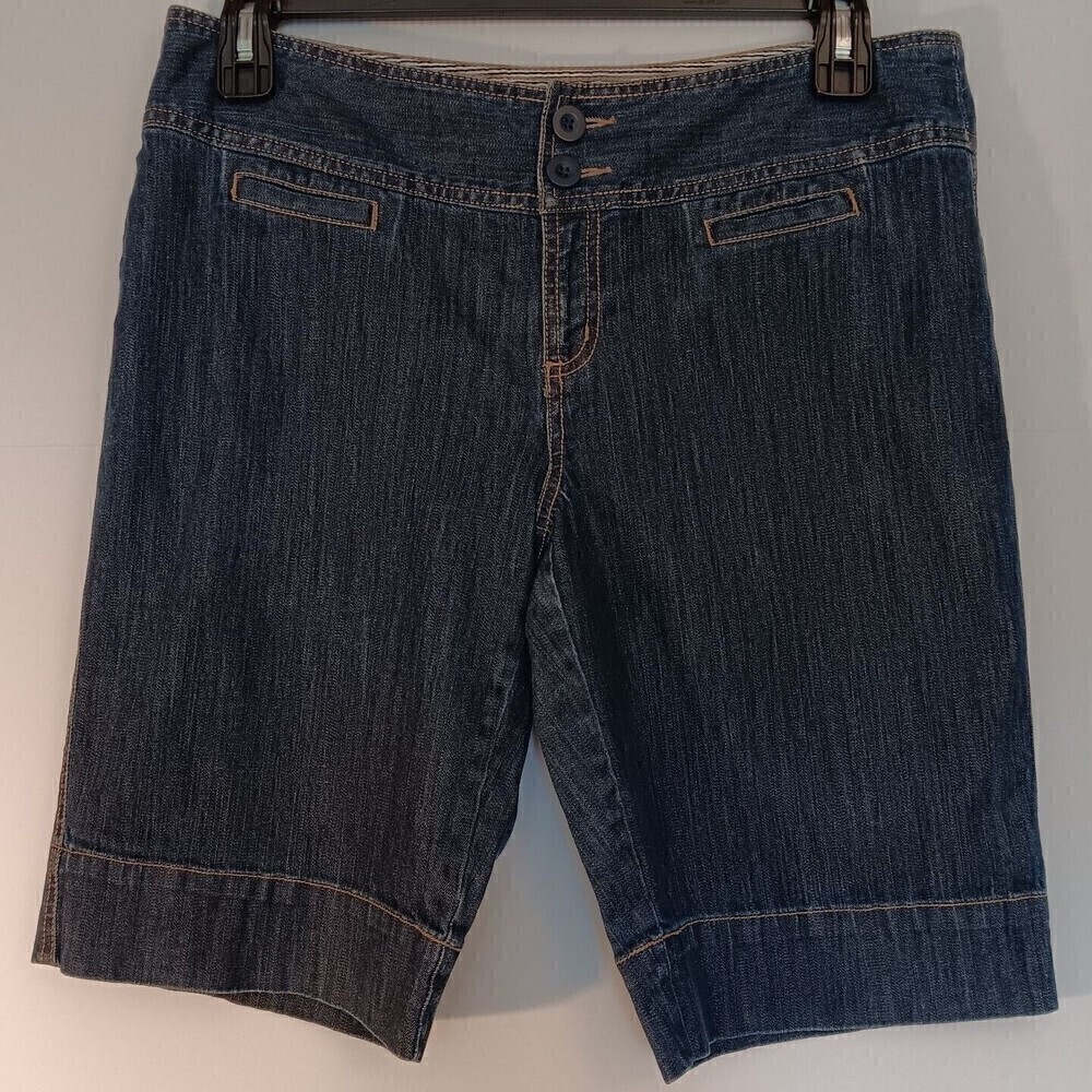 Madison Women's 12 Blue Denim Bermuda  Shorts With Stretch